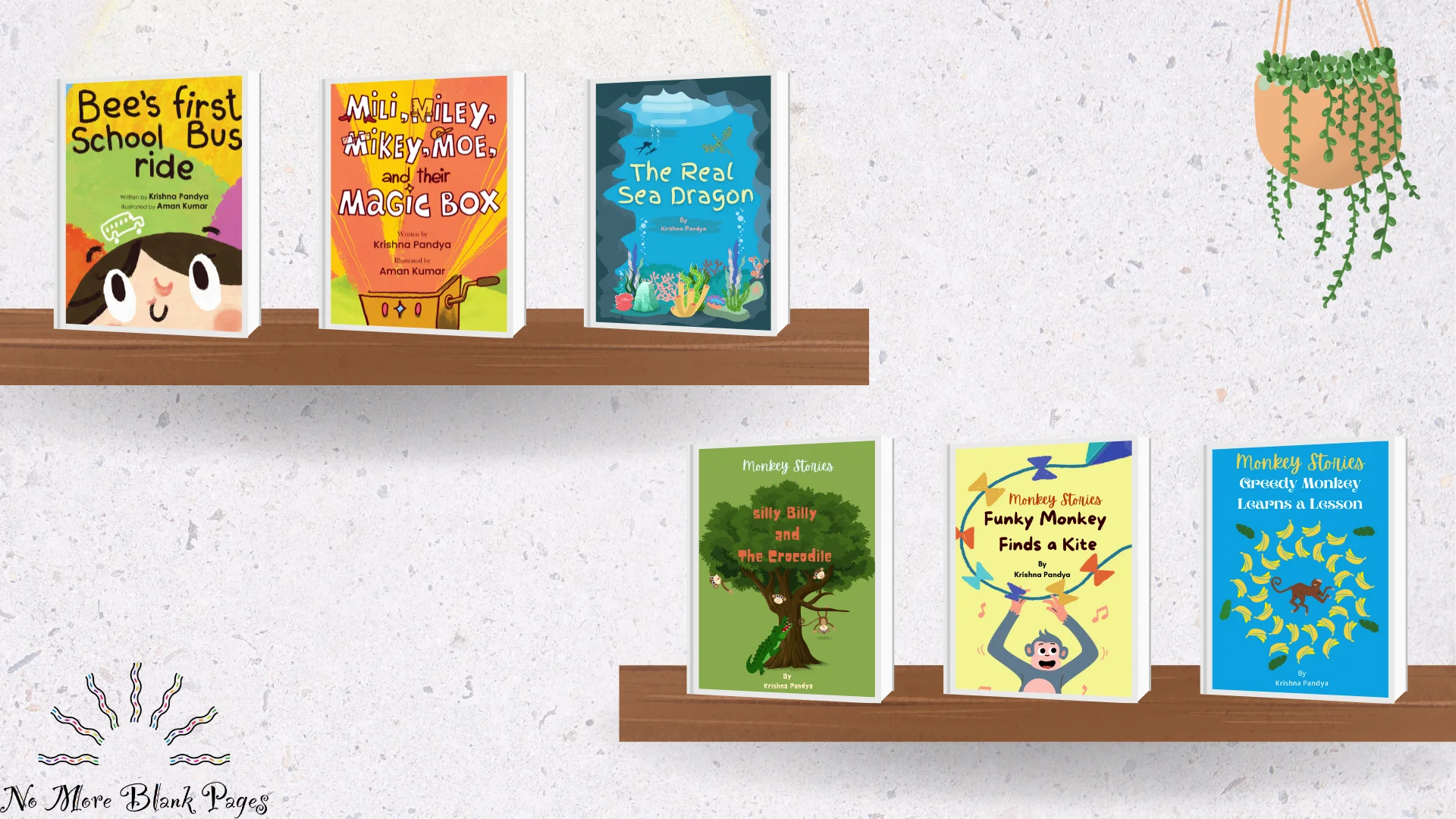 Homepage Banner Bookshelf 6 Childrens Books No More Blank Pages